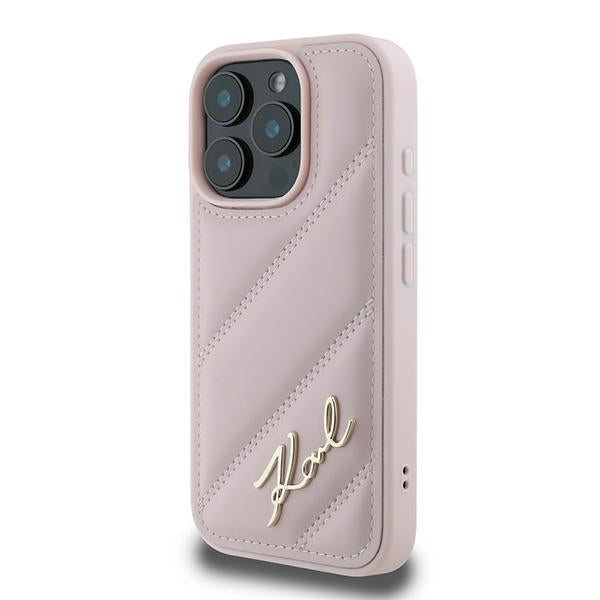 Futrola za Apple iPhone 16 Pro Max, Karl Lagerfeld, Diagonal Quilted Script, Roze