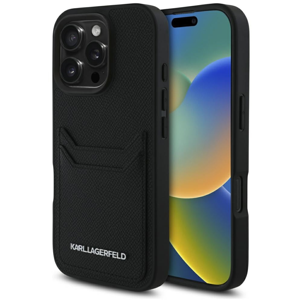 Futrola za Apple iPhone 16 Pro Max, Karl Lagerfeld, Grained Cardslots, Crna