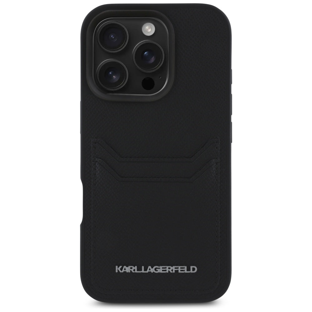 Futrola za Apple iPhone 16 Pro Max, Karl Lagerfeld, Grained Cardslots, Crna