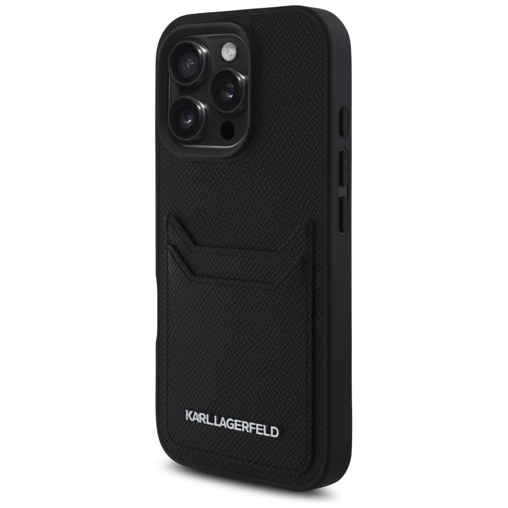 Futrola za Apple iPhone 16 Pro Max, Karl Lagerfeld, Grained Cardslots, Crna