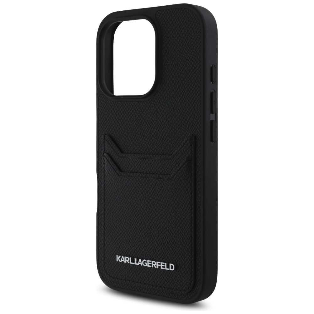 Futrola za Apple iPhone 16 Pro Max, Karl Lagerfeld, Grained Cardslots, Crna