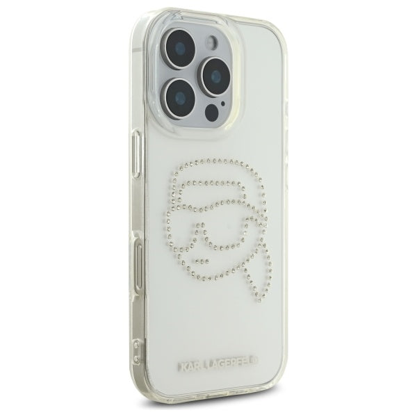 Futrola za Apple iPhone 16 Pro Max, Karl Lagerfeld, IML Rhinestones Karl's Head, Transparentna