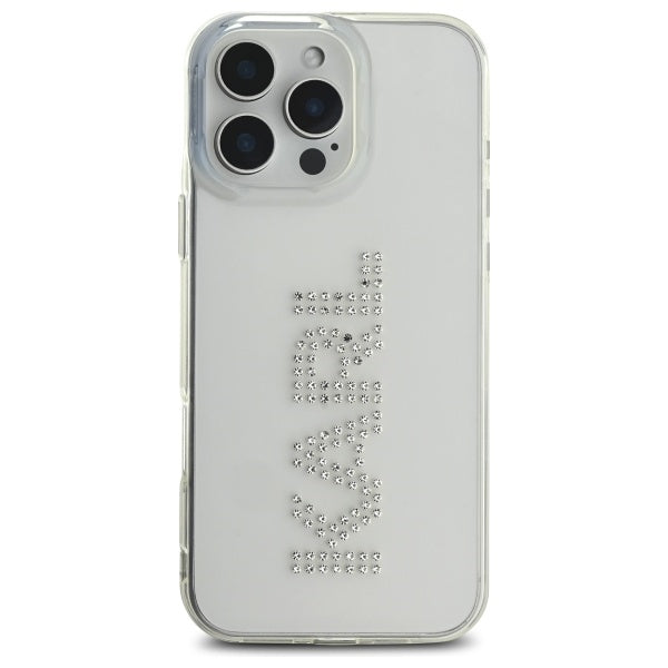 Futrola za Apple iPhone 16 Pro Max, Karl Lagerfeld, IML Rhinestones Transparent Logo, Transparentna