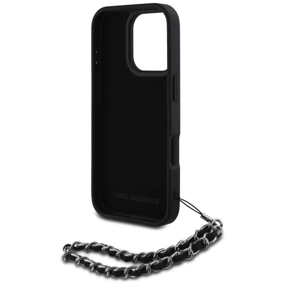 Futrola za Apple iPhone 16 Pro Max, Karl Lagerfeld, Saffiano Crystals & Charm, Crna
