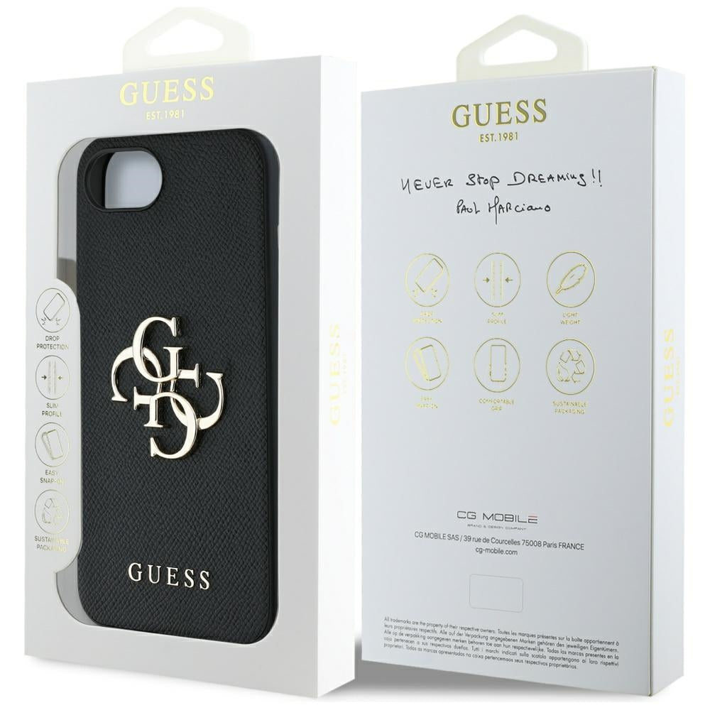 Futrola za Apple iPhone 17e / 16e, Guess, 4G Grained Big and Classic Logo, Crna