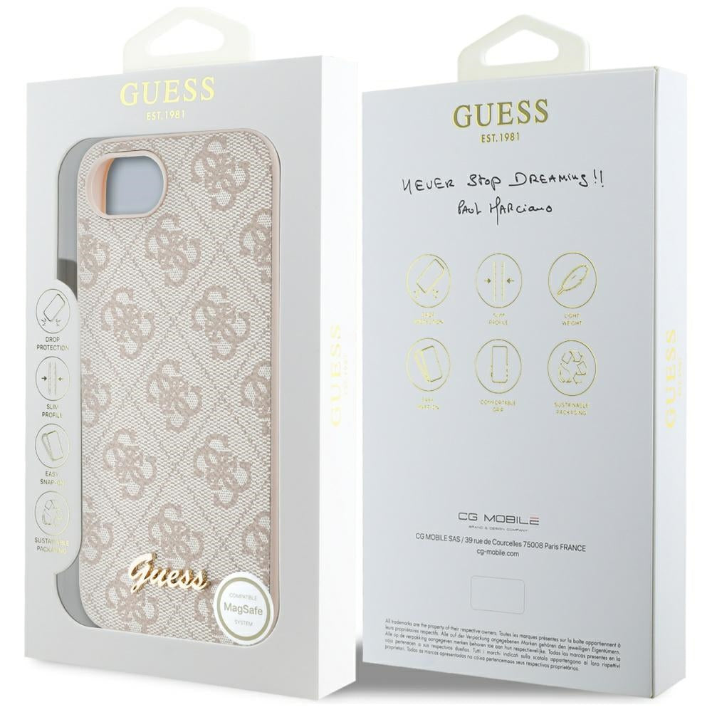 Futrola za Apple iPhone 17e / 16e, Guess, 4G Script Logo, Roze
