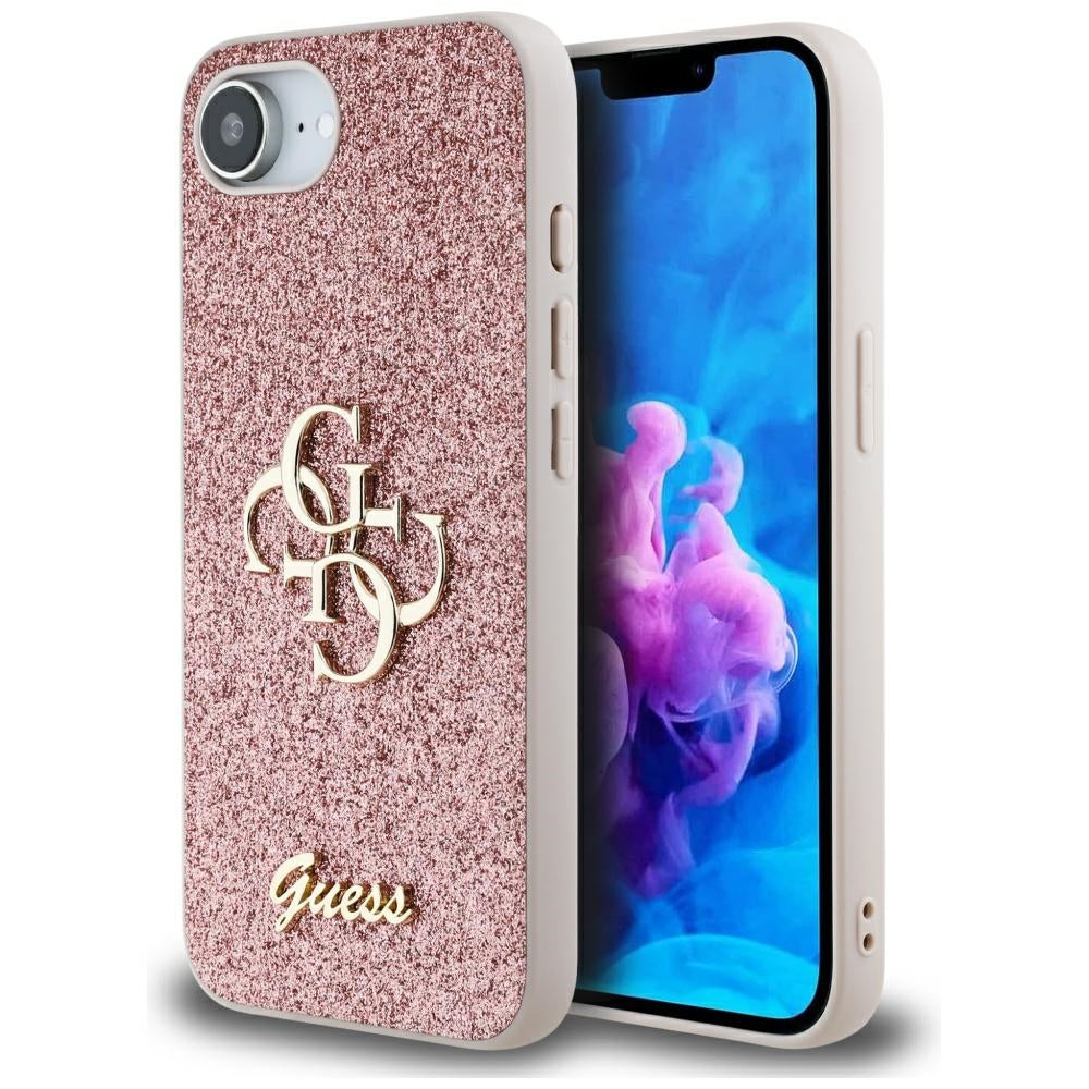 Futrola za Apple iPhone 17e / 16e, Guess, Fixed Glitter Big 4G, Roze