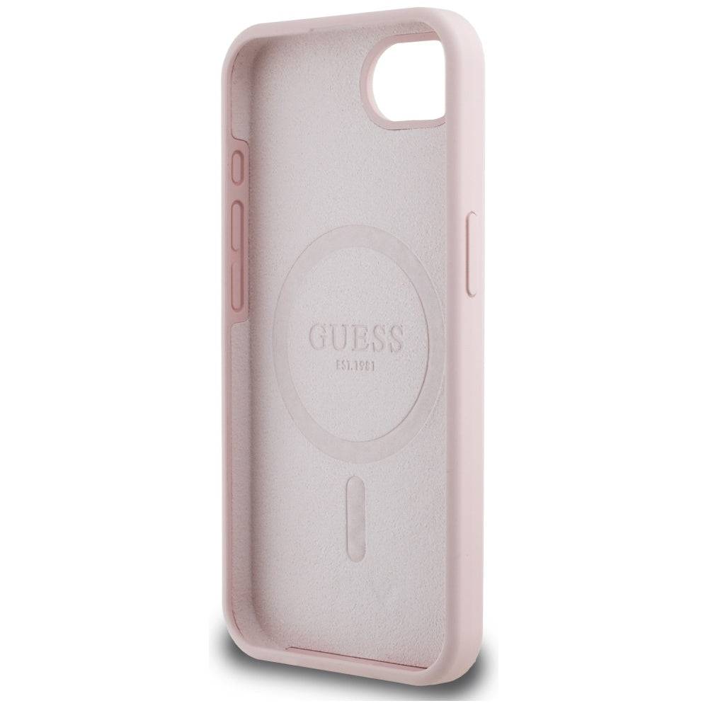 Futrola za Apple iPhone 17e / 16e, Guess, Script Metal Logo, Roze