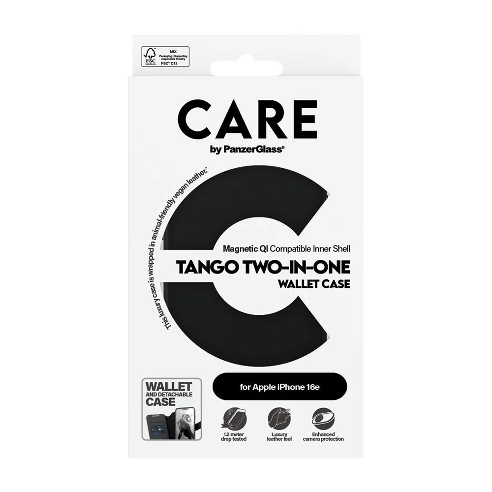 Futrola za Apple iPhone 17e / 16e, PanzerGlass, Care Feature Tango Two-in-One, Crna
