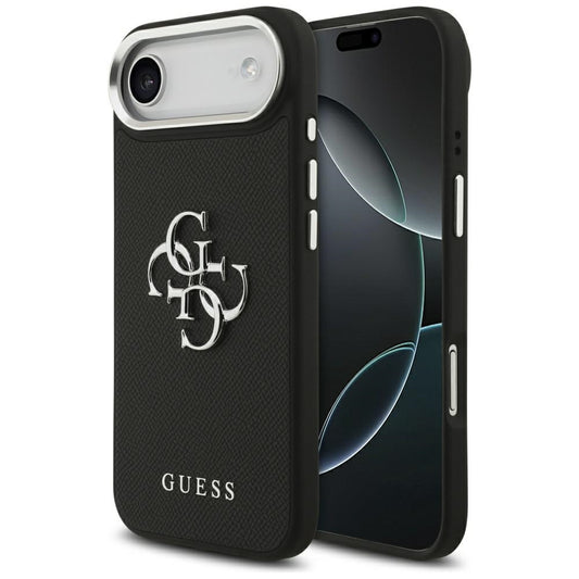 Futrola za Apple iPhone 17 Air, Guess, 4G Grained Big and Classic Logo, Crno Srebrna