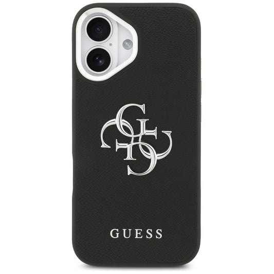 Futrola za Apple iPhone 17, Guess, 4G Grained Big and Classic Logo, Crno Srebrna