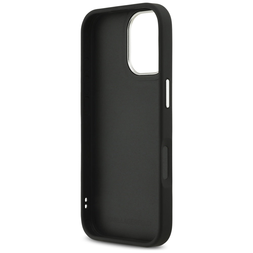 Futrola za Apple iPhone 17, Karl Lagerfeld, Grained Karl & Choupette's Heads Pins and Logo, Crna