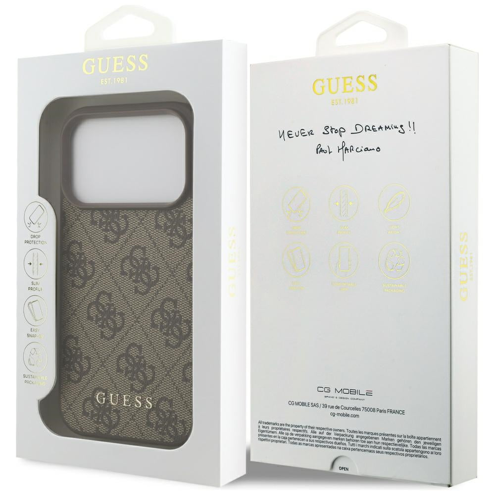 Futrola za Apple iPhone 17 Pro, Guess, 4G Classic, Braon