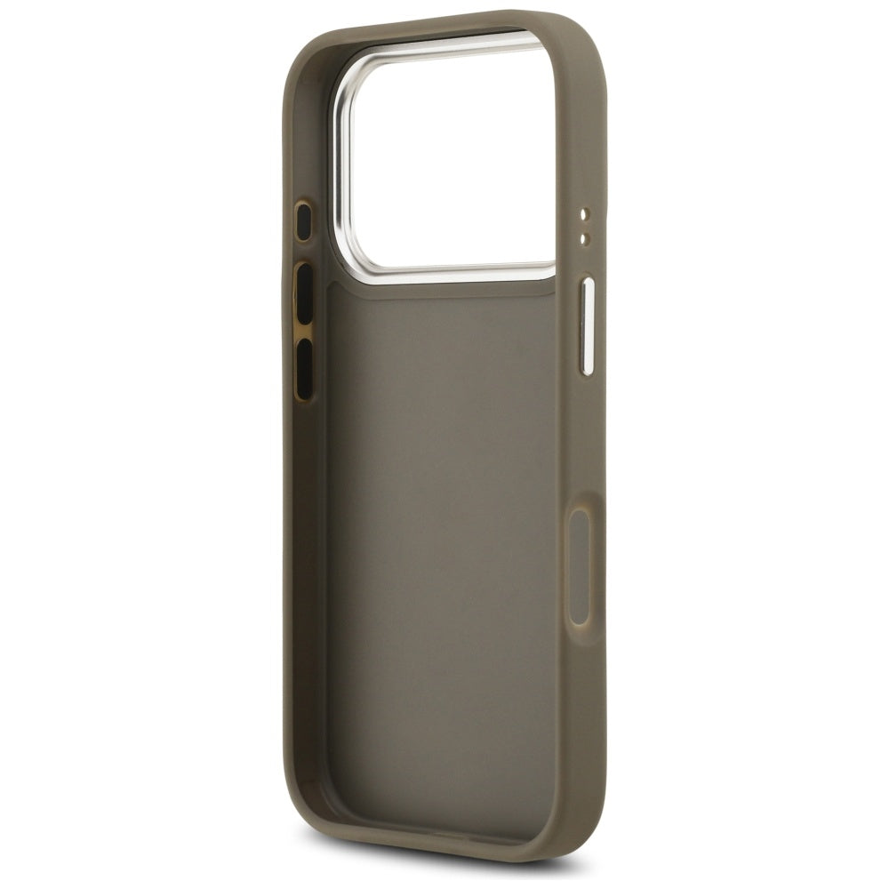 Futrola za Apple iPhone 17 Pro, Guess, 4G Grained Big And Classic Logo, Braon Srebrna