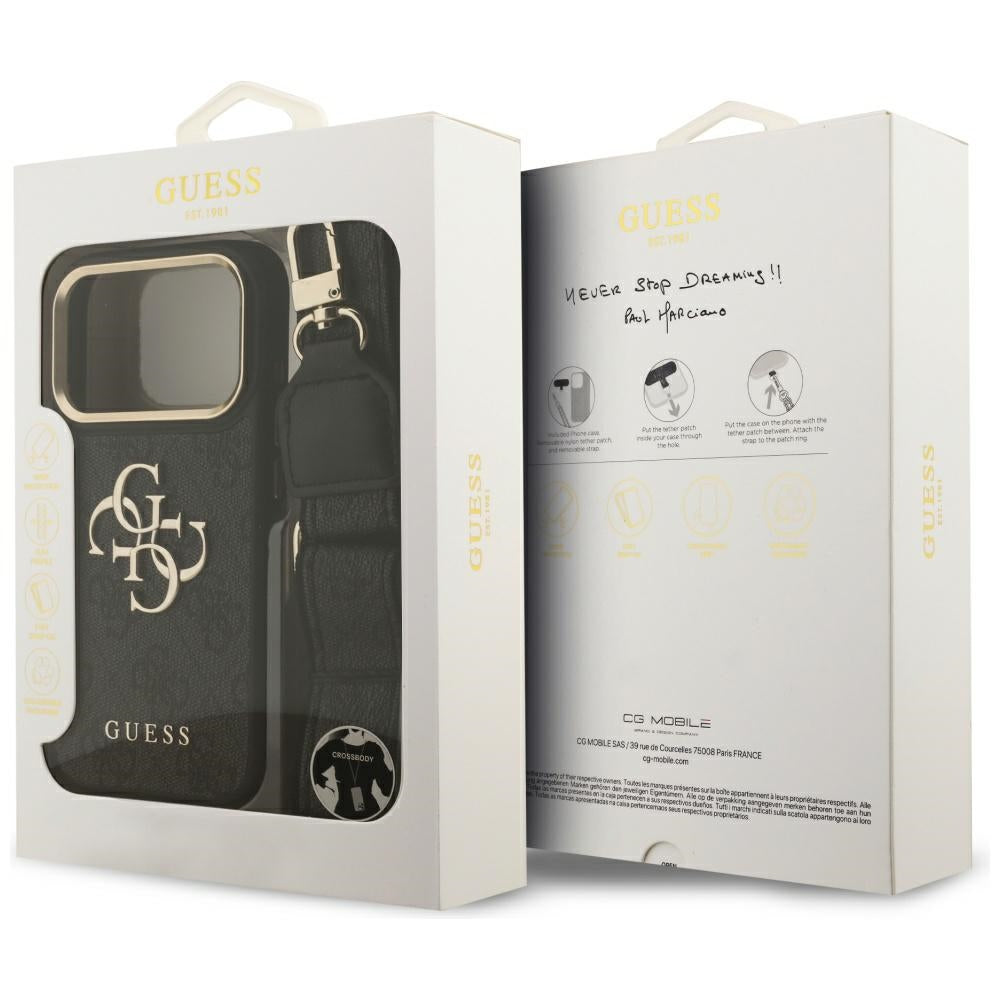 Futrola za Apple iPhone 17 Pro, Guess, Big 4G Classic Logo with Big Strap, Crna
