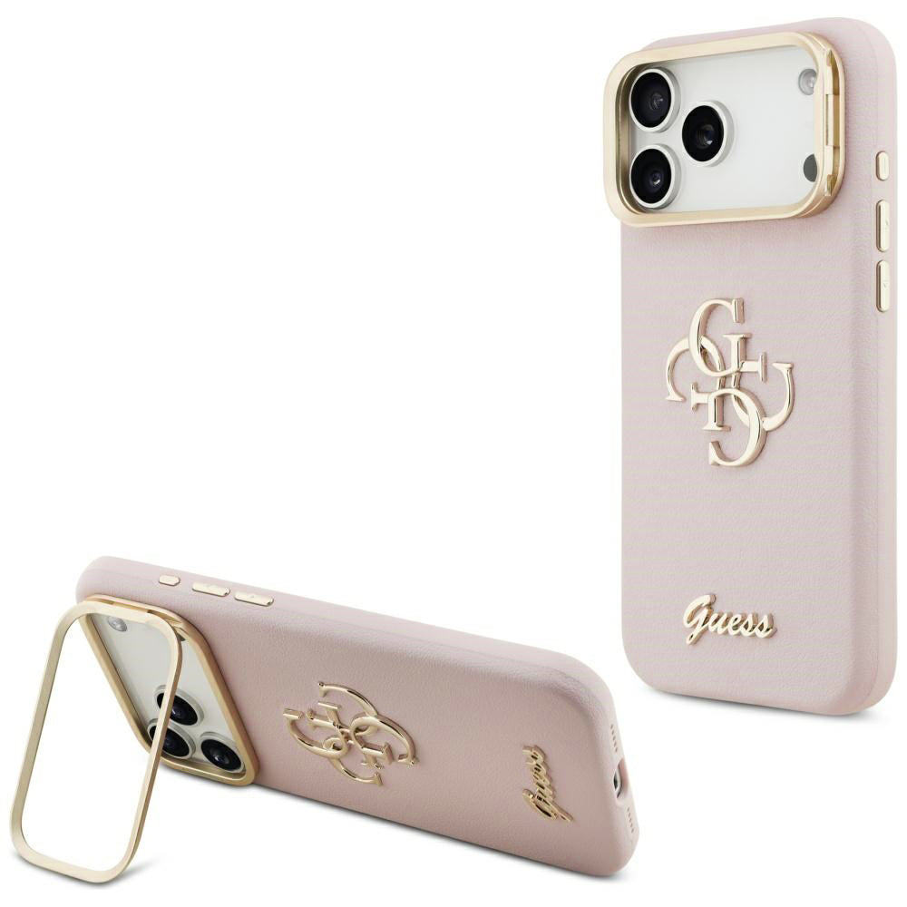 Futrola za Apple iPhone 17 Pro, Guess, Grained Big 4G Stand Camera, Roze
