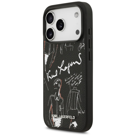 Futrola za Apple iPhone 17 Pro, Karl Lagerfeld, Grained Pattern Logo, Crna