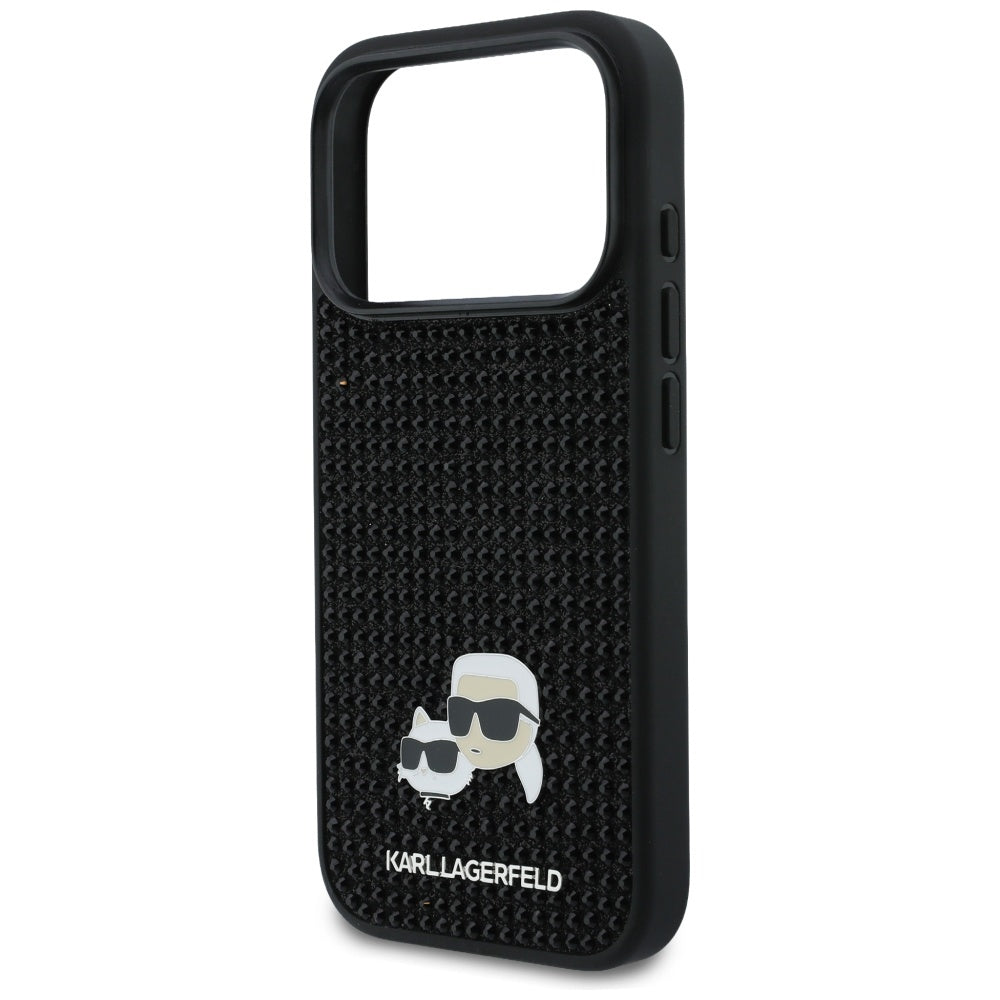 Futrola za Apple iPhone 17 Pro, Karl Lagerfeld, Rhinestone Karl & Choupette Pins, Crna