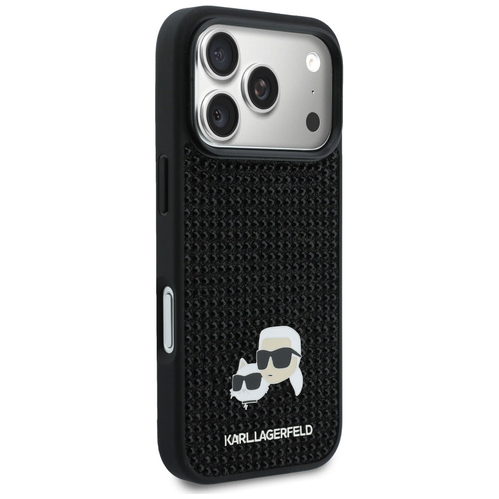 Futrola za Apple iPhone 17 Pro, Karl Lagerfeld, Rhinestone Karl & Choupette Pins, Crna