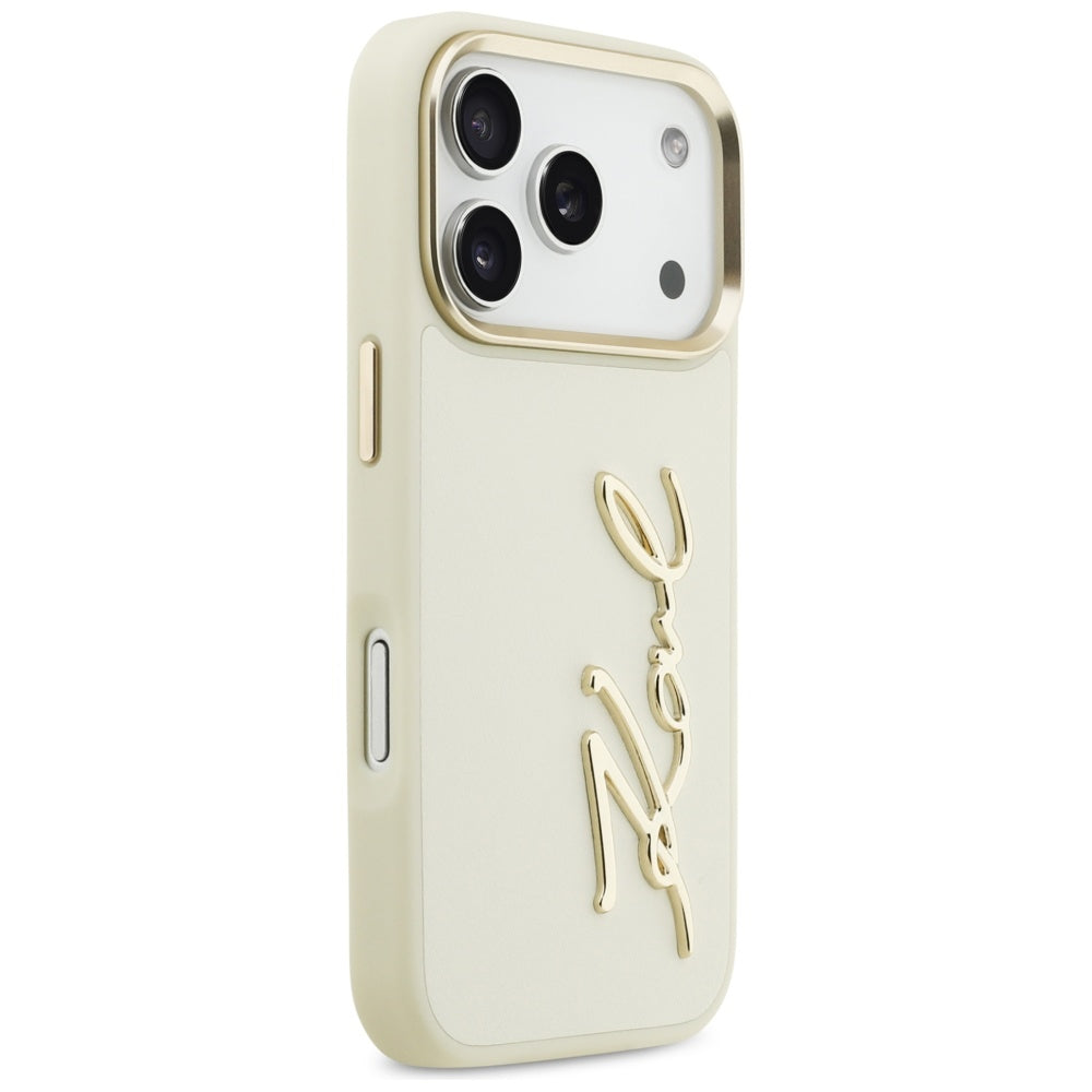 Futrola za Apple iPhone 17 Pro, Karl Lagerfeld, Script Logo, Bež
