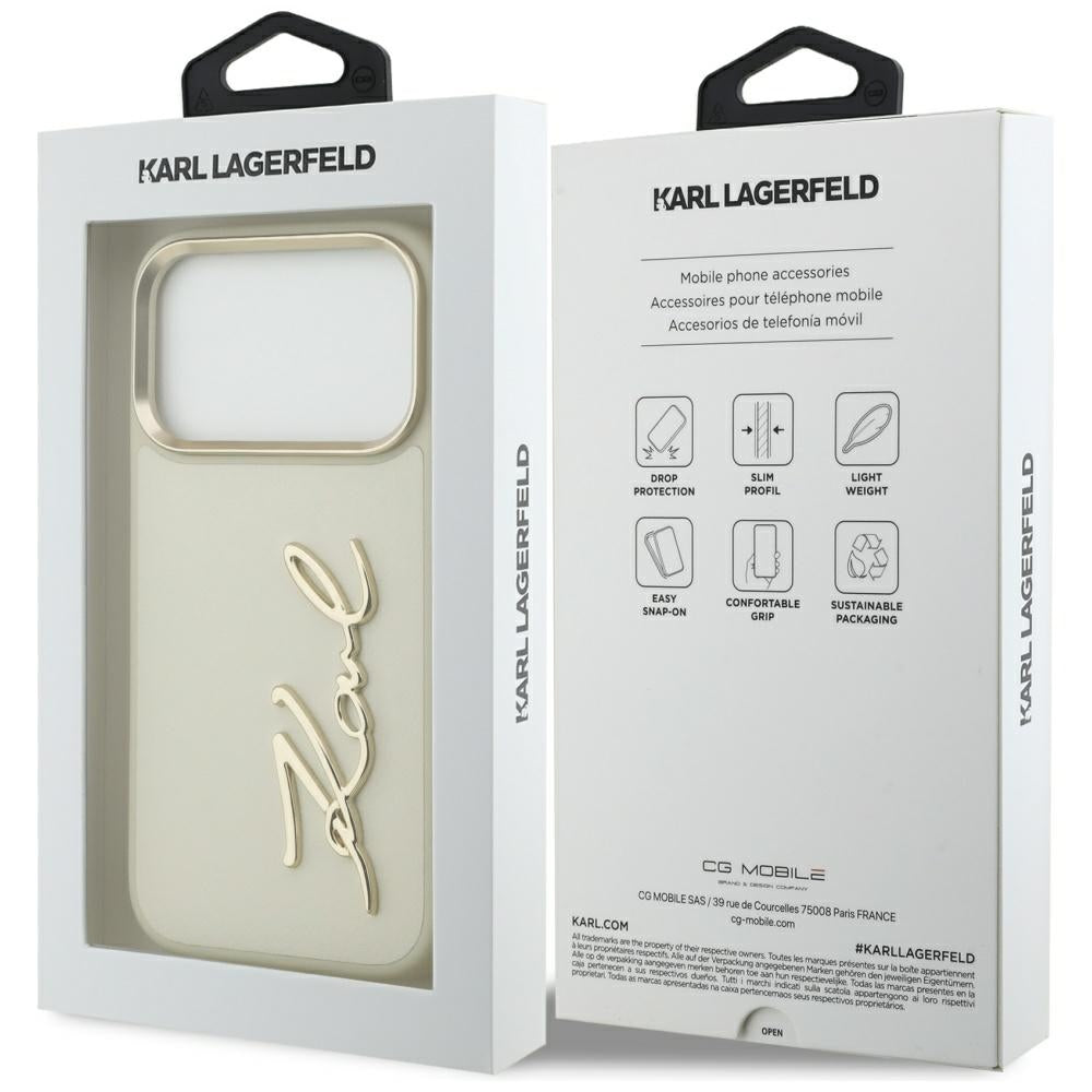 Futrola za Apple iPhone 17 Pro, Karl Lagerfeld, Script Logo, Bež