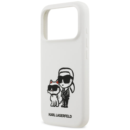 Futrola za Apple iPhone 17 Pro, Karl Lagerfeld, Sketch and Logo Karl & Choupette, Bela