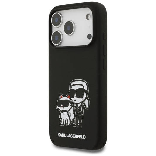 Futrola za Apple iPhone 17 Pro, Karl Lagerfeld, Sketch and Logo Karl & Choupette, Crna