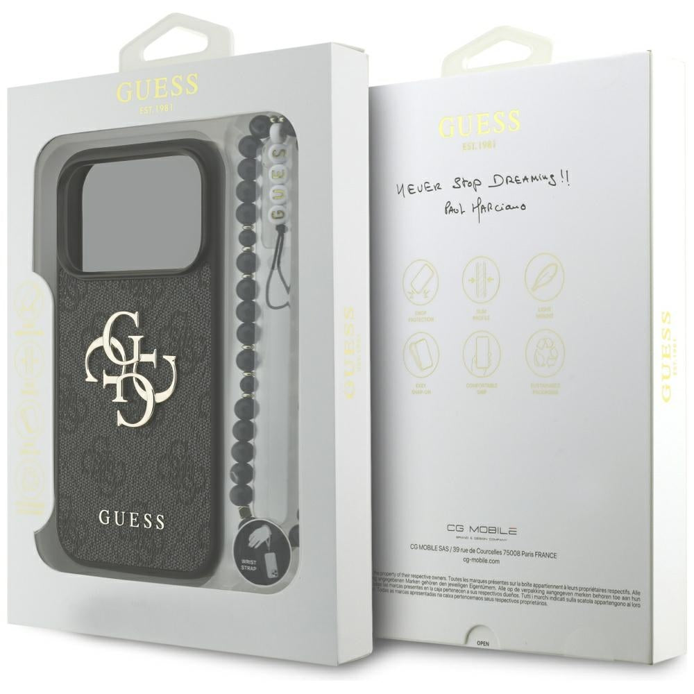 Futrola za Apple iPhone 17 Pro Max, Guess, 4G Classic Logo with Strap, Crna