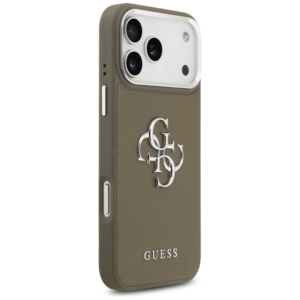 Futrola za Apple iPhone 17 Pro Max, Guess, 4G Grained Big And Classic Logo, Braon Srebrna