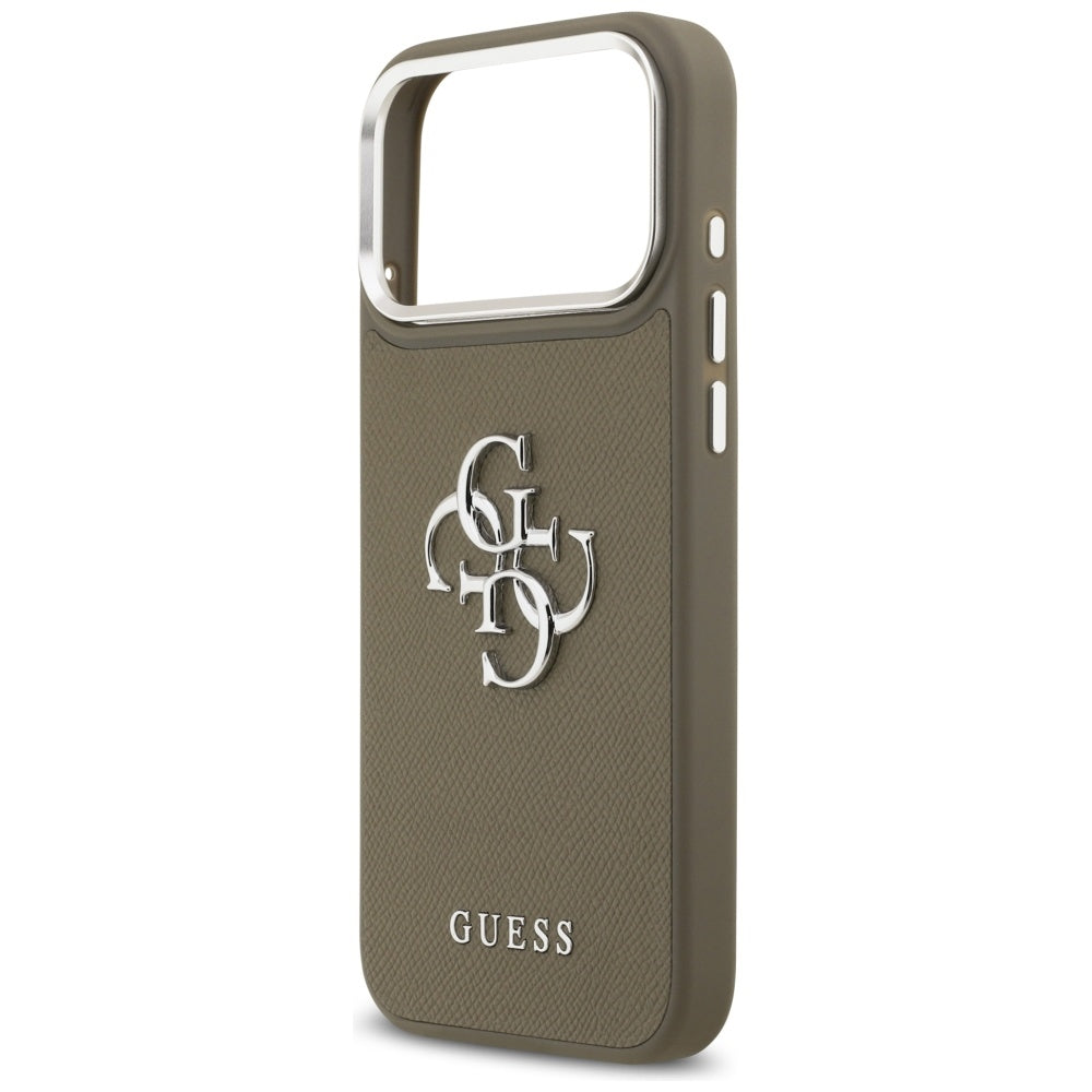 Futrola za Apple iPhone 17 Pro Max, Guess, 4G Grained Big And Classic Logo, Braon Srebrna