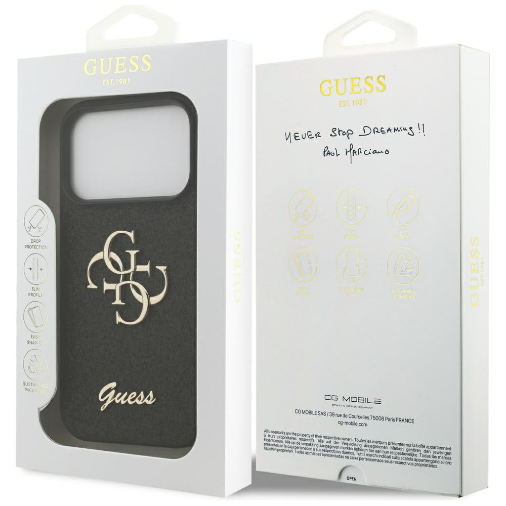Futrola za Apple iPhone 17 Pro Max, Guess, Fixed Glitter Big 4G, Crna