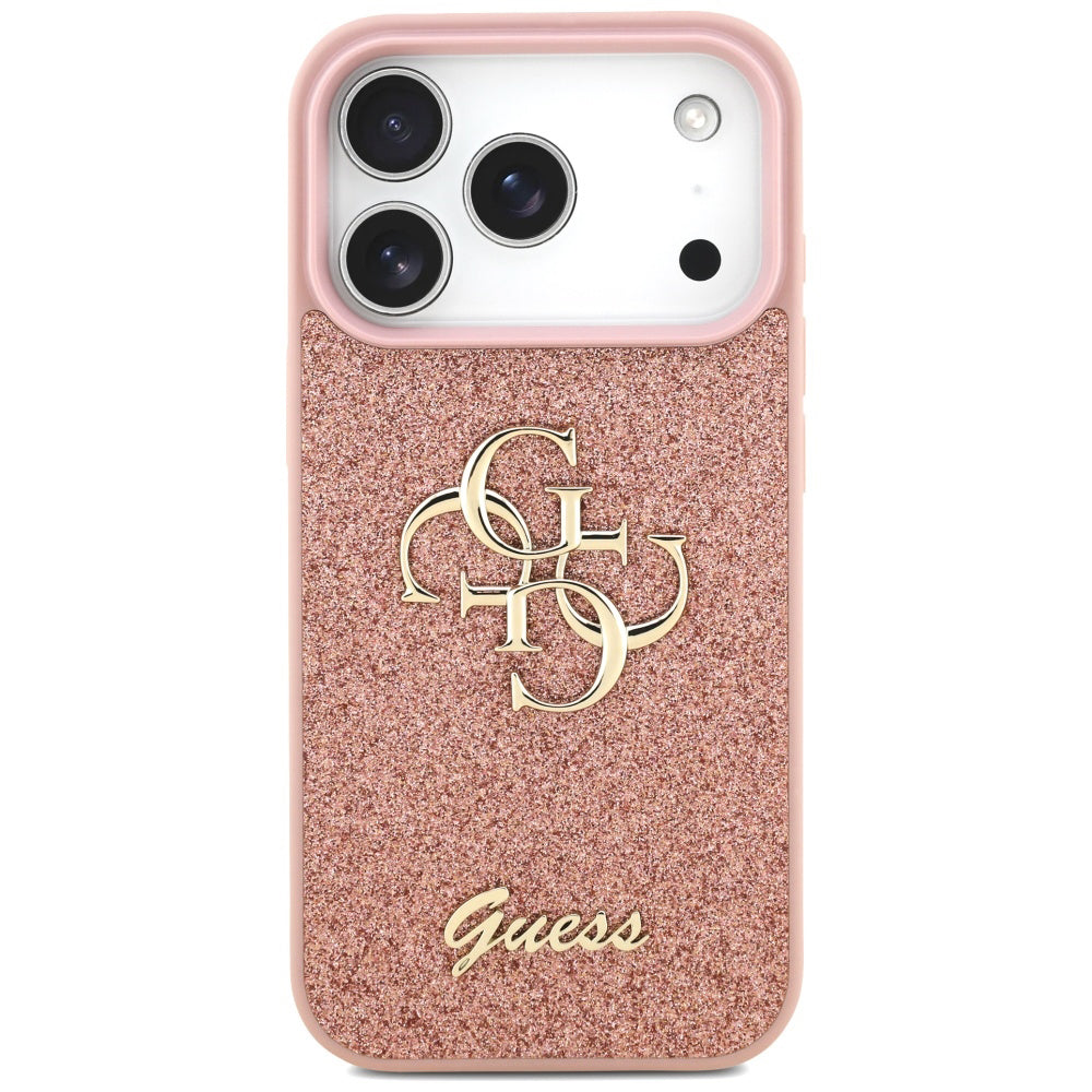 Futrola za Apple iPhone 17 Pro Max, Guess, Fixed Glitter Big 4G, Roze