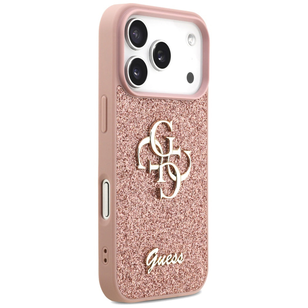 Futrola za Apple iPhone 17 Pro Max, Guess, Fixed Glitter Big 4G, Roze
