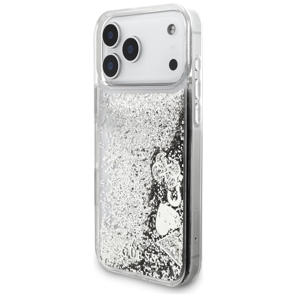 Futrola za Apple iPhone 17 Pro Max, Guess, Liquid Glitter Charms, Srebrna