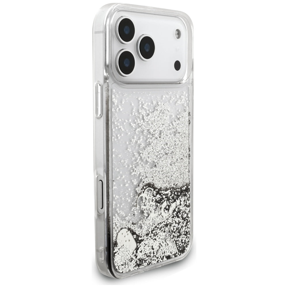 Futrola za Apple iPhone 17 Pro Max, Guess, Liquid Glitter Charms, Srebrna