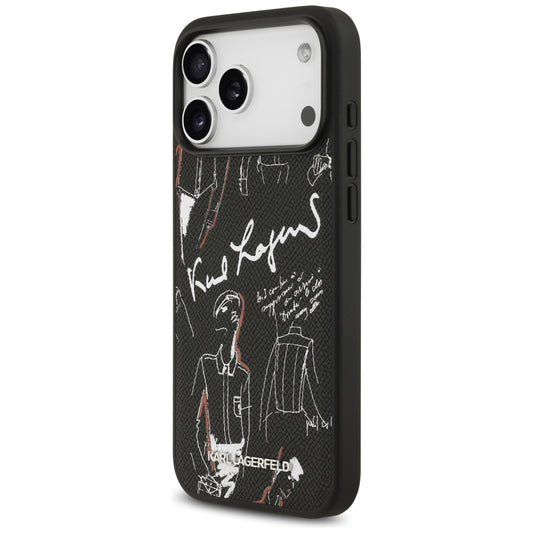 Futrola za Apple iPhone 17 Pro Max, Karl Lagerfeld, Grained Pattern Logo, Crna