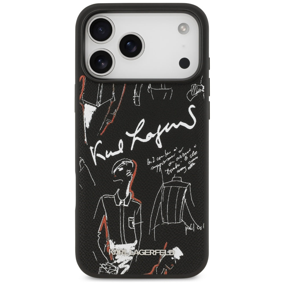 Futrola za Apple iPhone 17 Pro Max, Karl Lagerfeld, Grained Pattern Logo, Crna