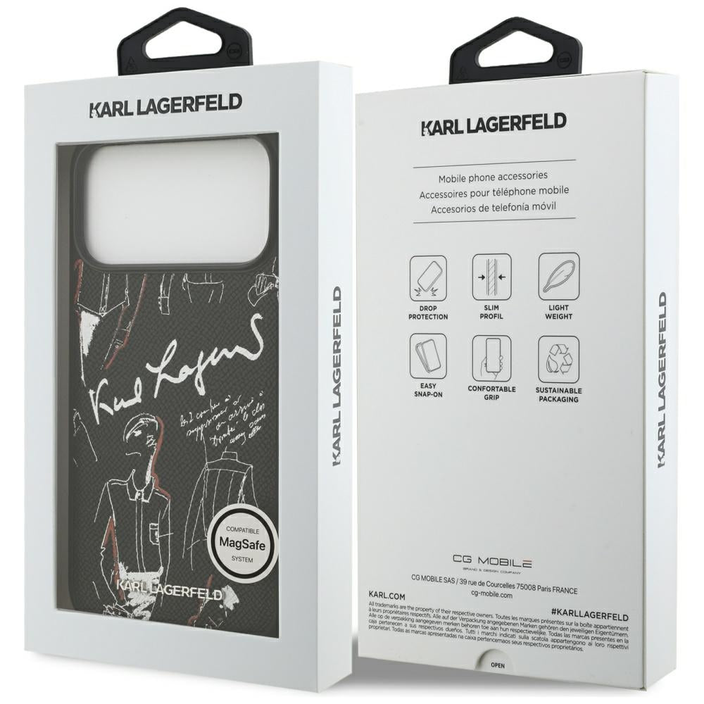 Futrola za Apple iPhone 17 Pro Max, Karl Lagerfeld, Grained Pattern Logo, Crna