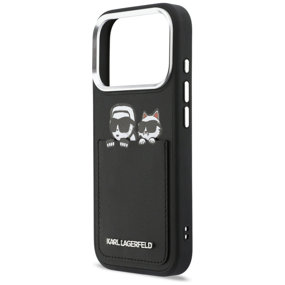Futrola za Apple iPhone 17 Pro Max, Karl Lagerfeld, Karl & Choupette Print with Pocket, Crna