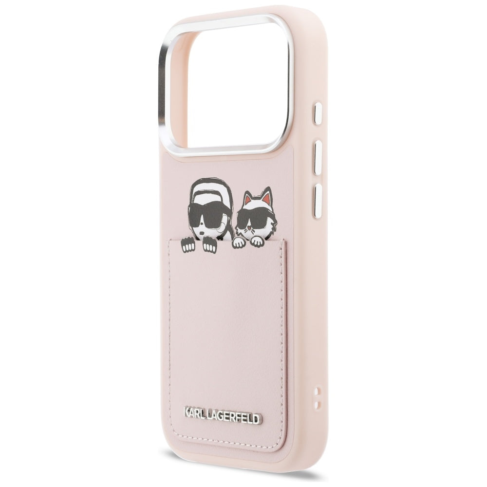 Futrola za Apple iPhone 17 Pro Max, Karl Lagerfeld, Karl & Choupette Print with Pocket, Roze