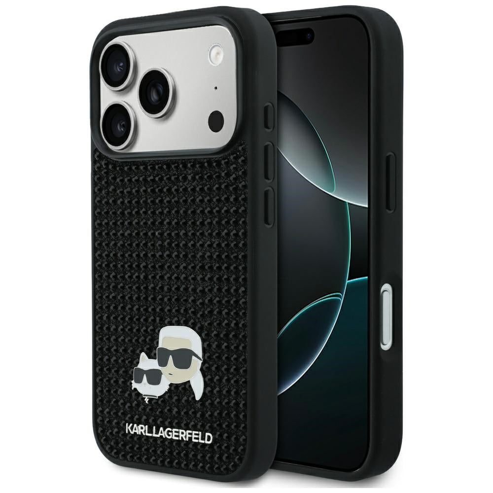 Futrola za Apple iPhone 17 Pro Max, Karl Lagerfeld, Rhinestone Karl & Choupette Pins, Crna