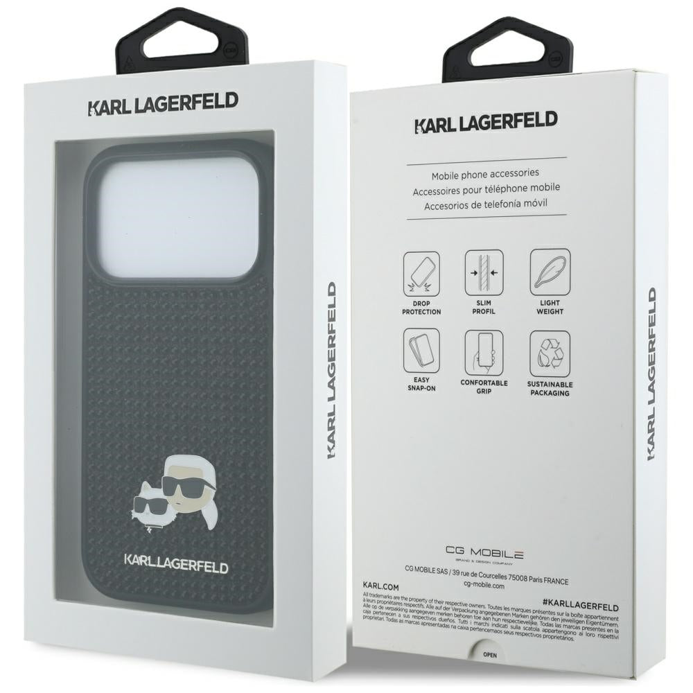 Futrola za Apple iPhone 17 Pro Max, Karl Lagerfeld, Rhinestone Karl & Choupette Pins, Crna
