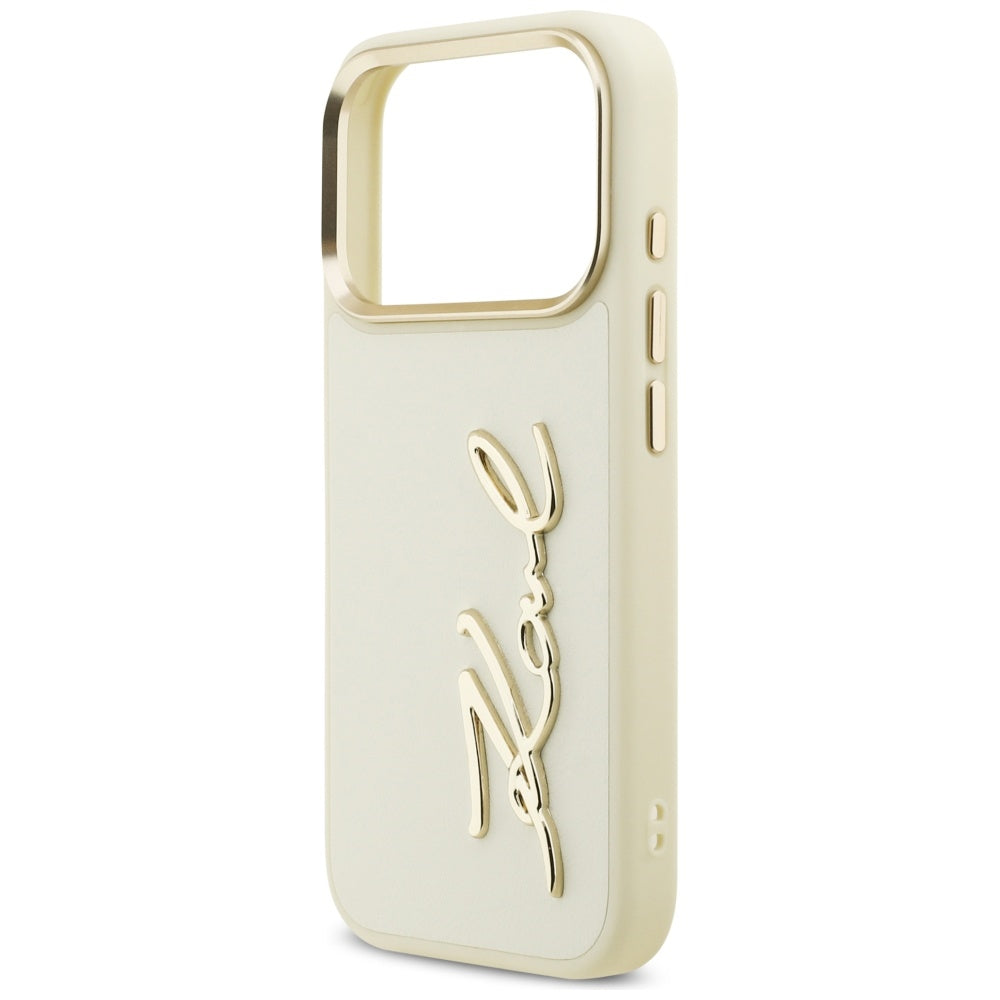 Futrola za Apple iPhone 17 Pro Max, Karl Lagerfeld, Script Logo, Bež