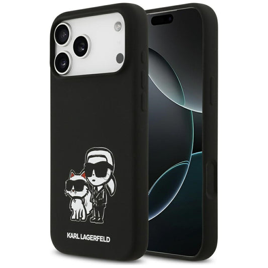 Futrola za Apple iPhone 17 Pro Max, Karl Lagerfeld, Sketch and Logo Karl & Choupette, Crna