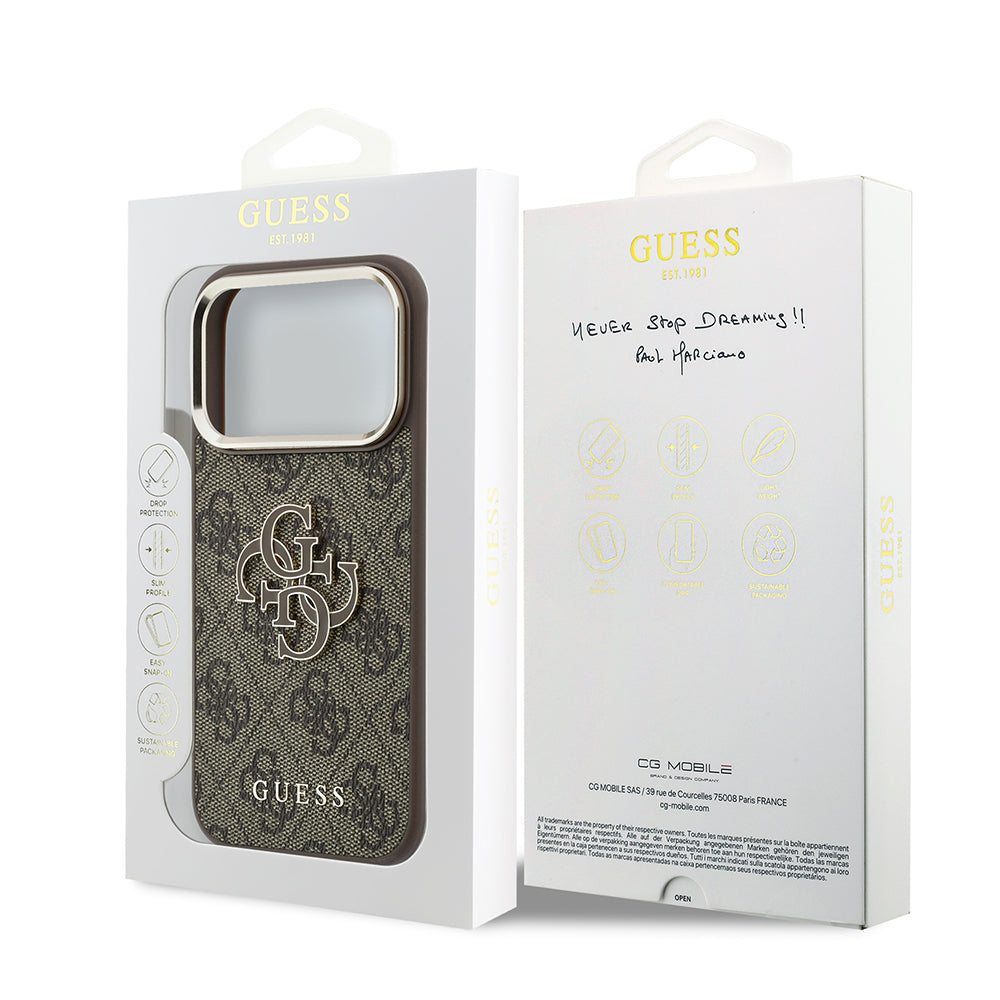 Futrola za Apple iPhone 18 Pro / 17 Pro, Guess, 4G Big Resin Logo, Braon