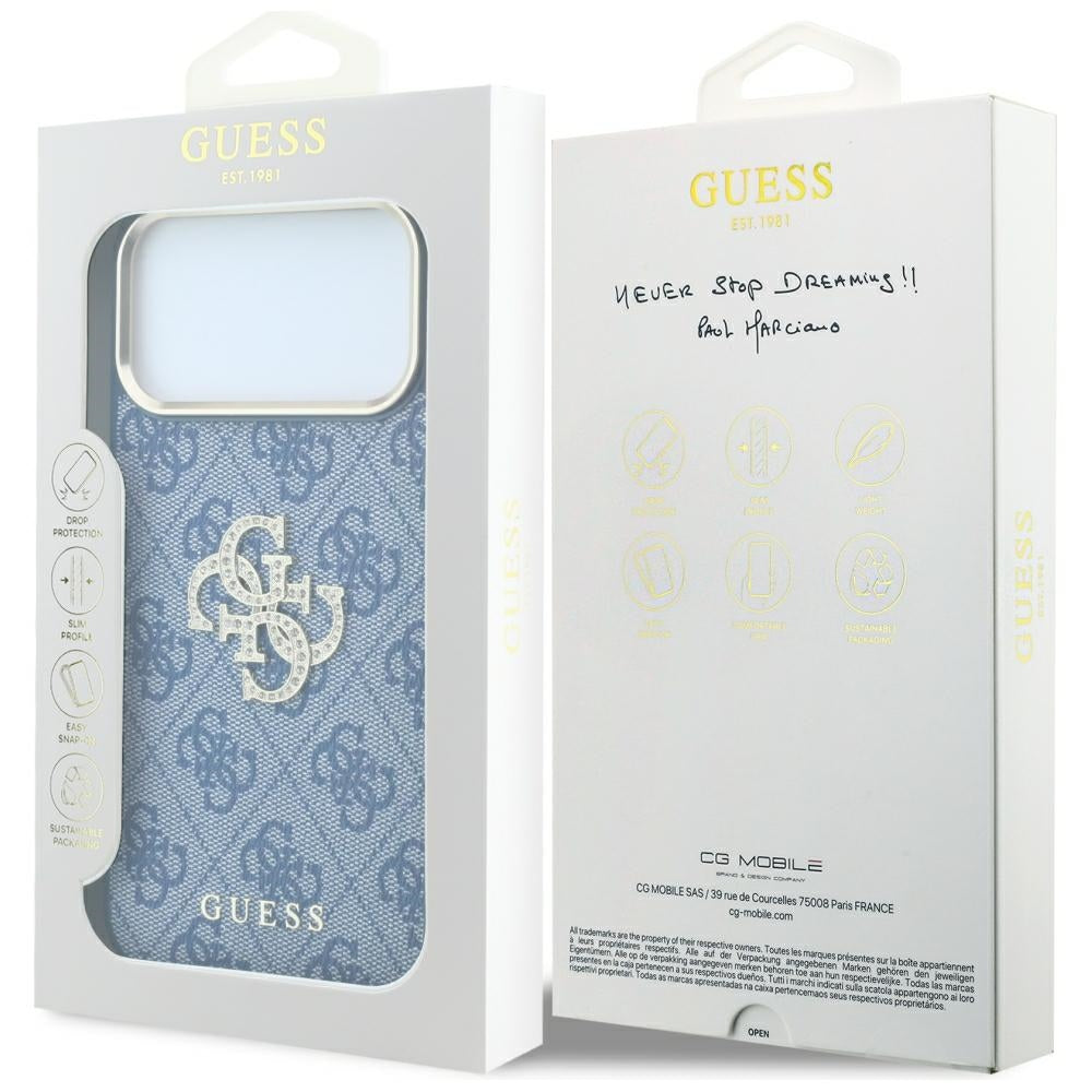 Futrola za Apple iPhone 18 Pro / 17 Pro, Guess, 4G Big Strass Logo, Plava