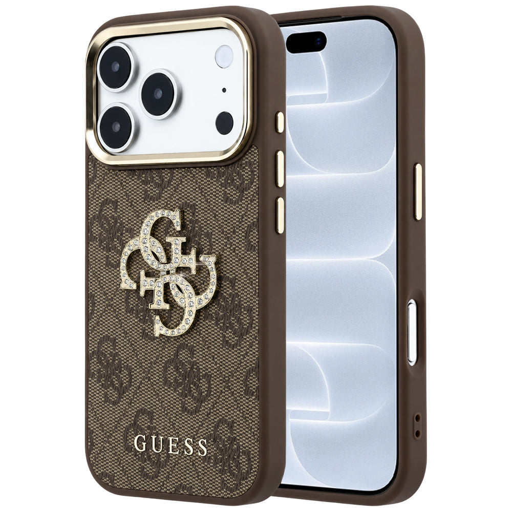Futrola za Apple iPhone 18 Pro / 17 Pro, Guess, 4G Big Strass Logo, Braon