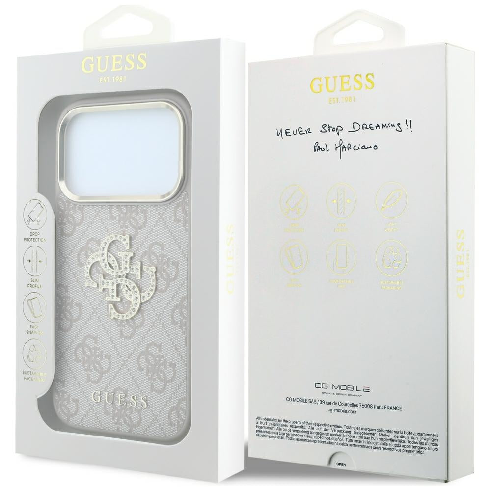 Futrola za Apple iPhone 18 Pro / 17 Pro, Guess, 4G Big Strass Logo, Roze