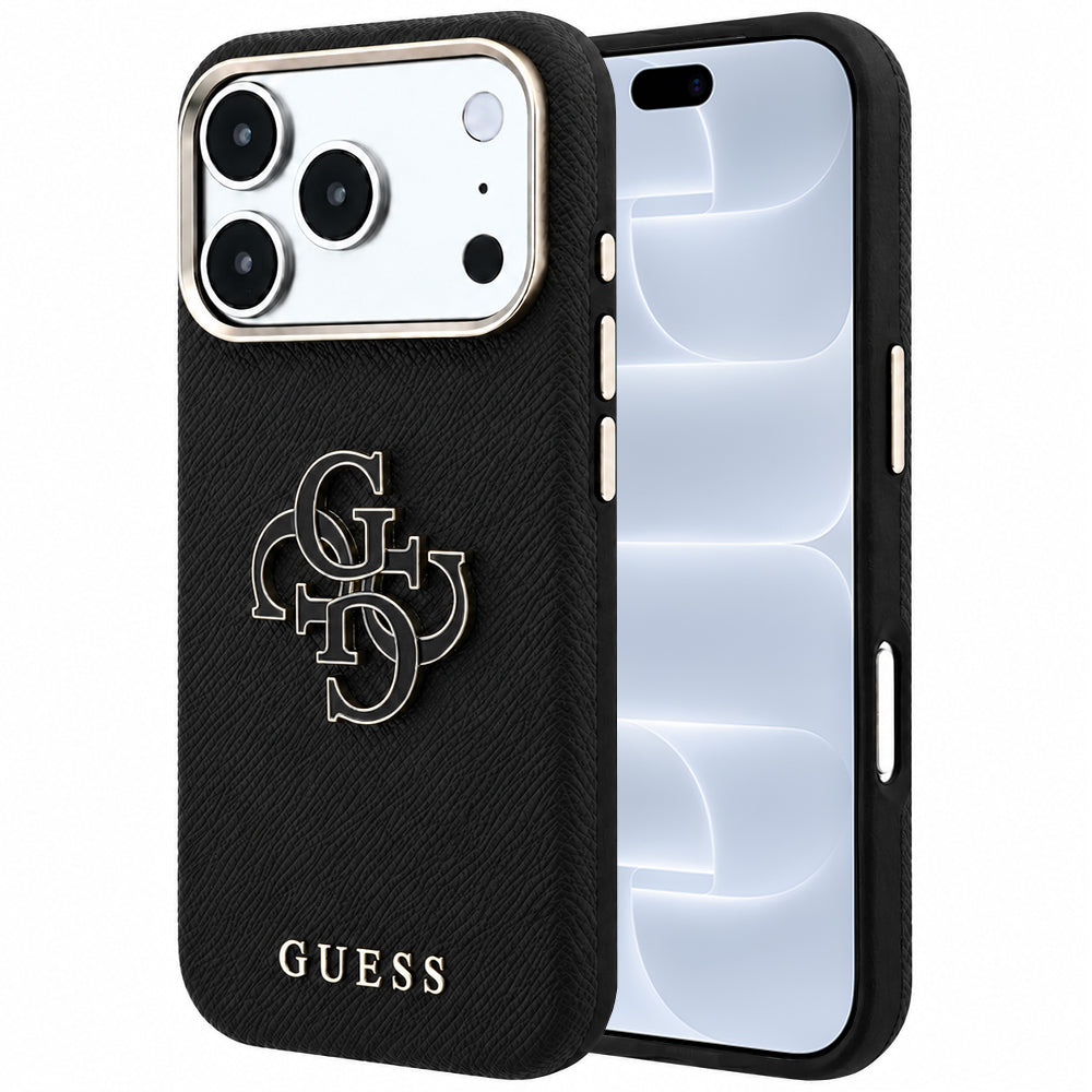 Futrola za Apple iPhone 18 Pro / 17 Pro, Guess, Grained Big Resin Logo, Crna