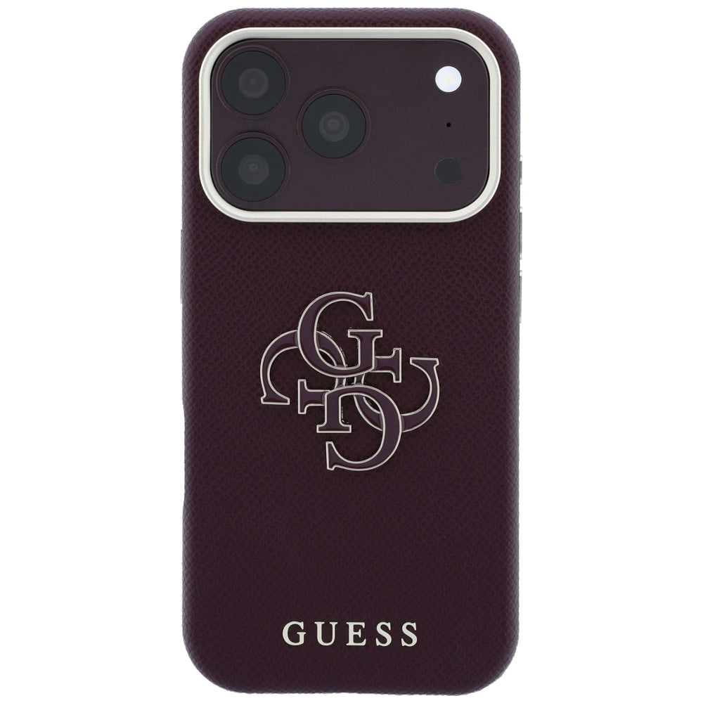 Futrola za Apple iPhone 18 Pro / 17 Pro, Guess, Grained Big Resin Logo, Bordo